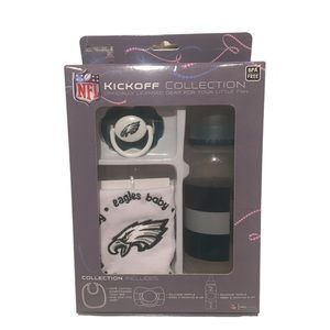 NEW Philadelphia Eagles Kickoff Collection 3 Pc. Baby Set Bottle Bib Pacifier
